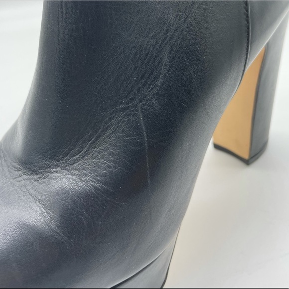 Zara Black Leather Heeled Platform Ankle Boots. - Picture 15 of 15
